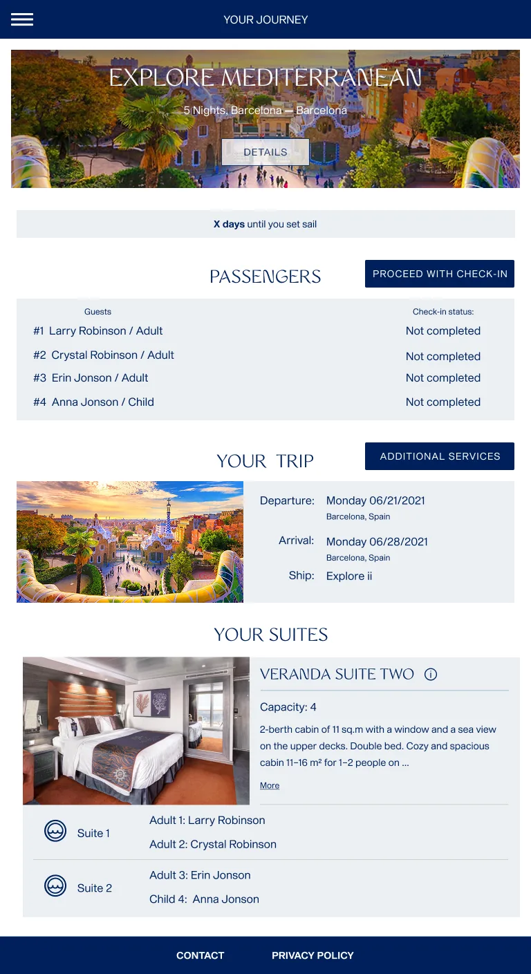 Online check-in — passengers and status