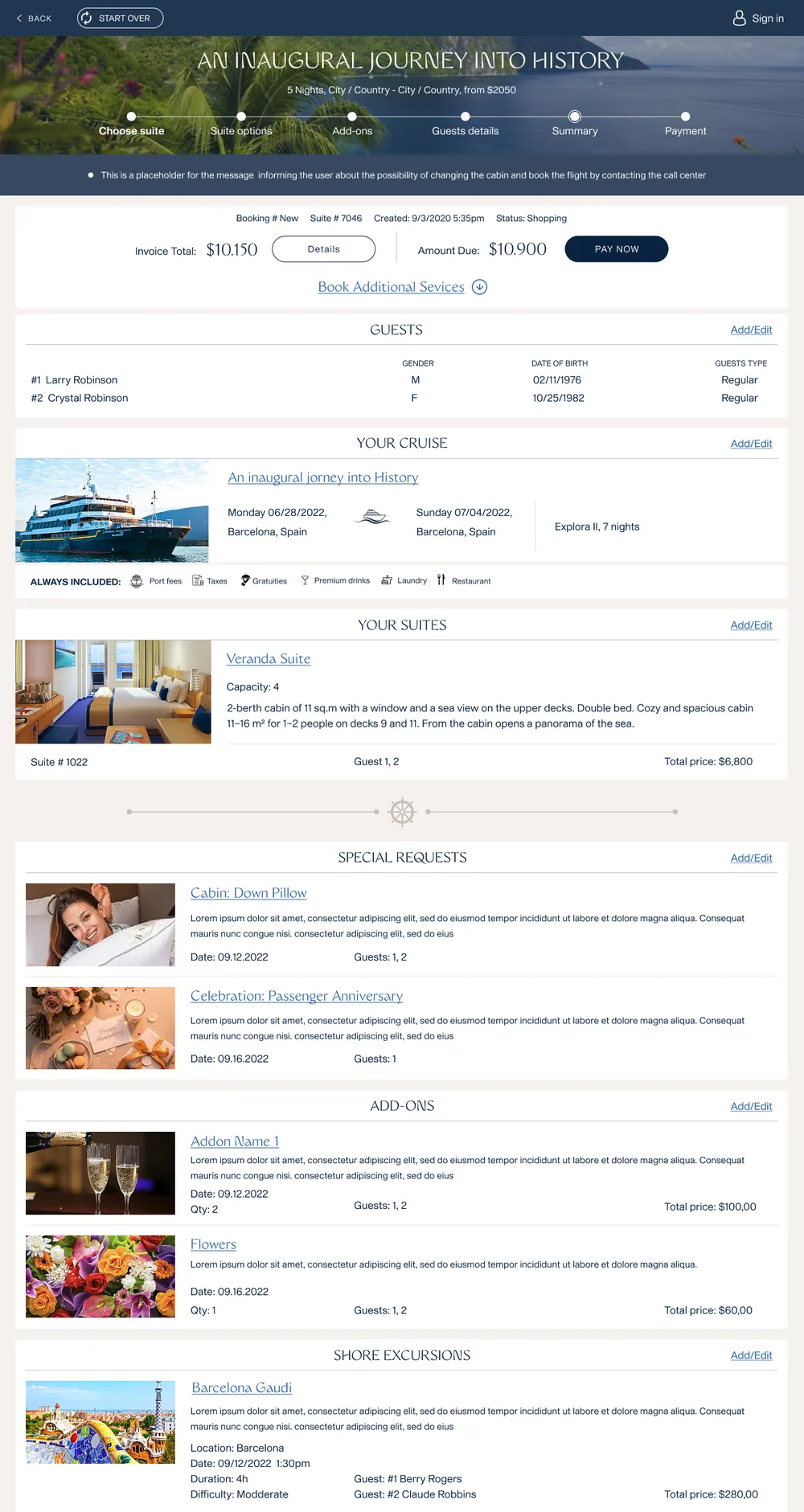 Desktop Reservation Summary — booked items